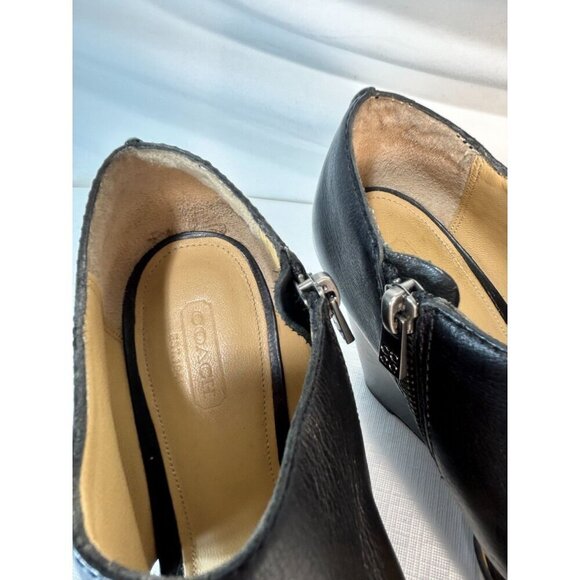 Coach Jaelyn Q1219 Black Wedge Heels Platform Sandals Leather Open Toe 7B - Picture 15 of 15